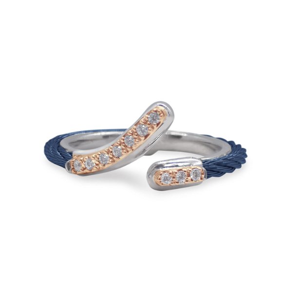 Closeup photo of Blueberry Cable Passback Ring with 18kt Rose Gold & Diamonds