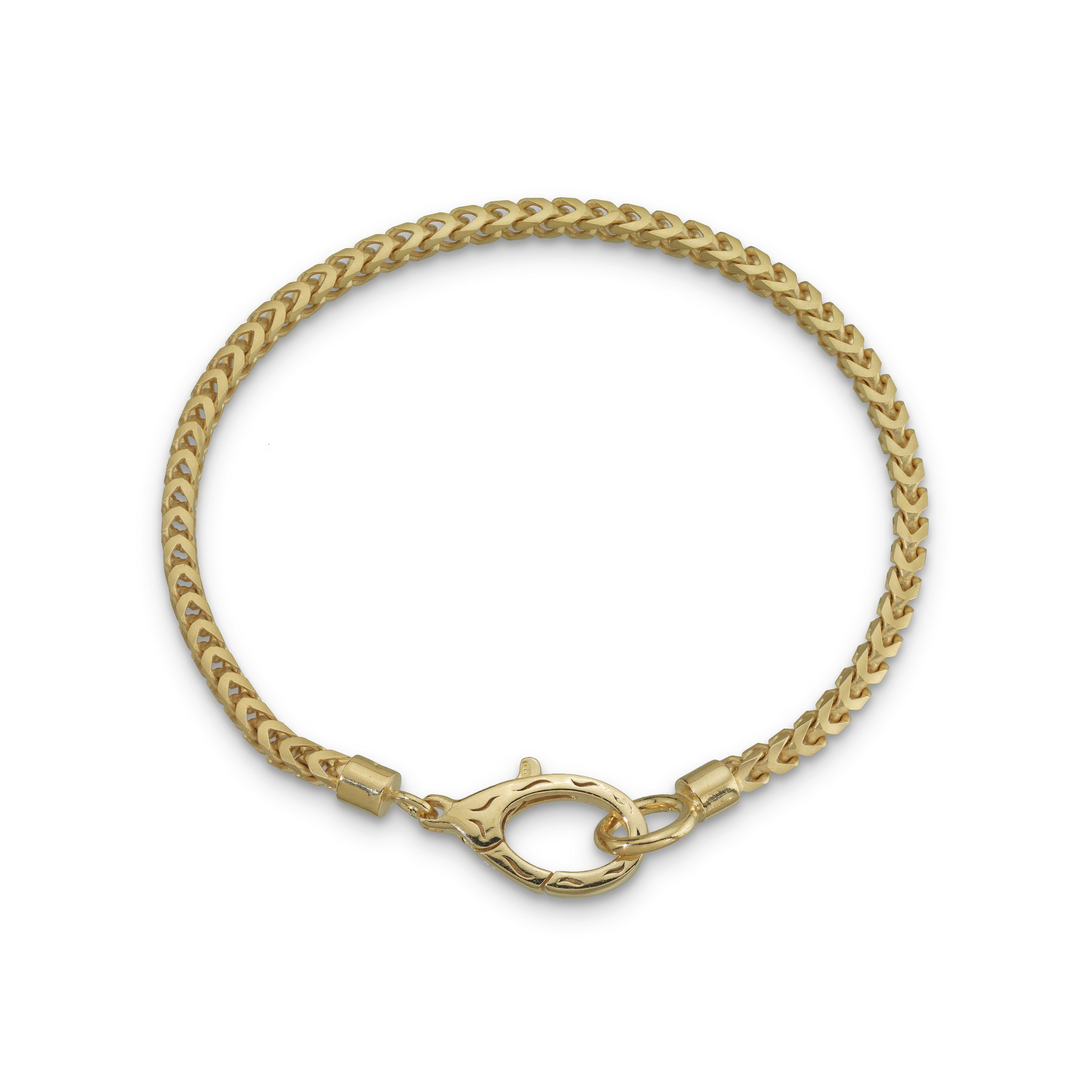 18k Yellow Gold Plated Silver Bracelet Matte Chain and Polish Clasp