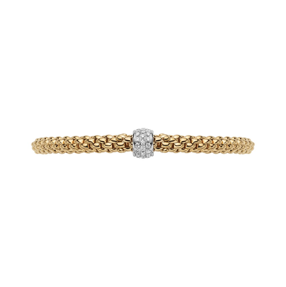 Another shot of Solo Flex'It Bracelet in Yellow Gold with Full Pave Diamond Rondel - Size Medium