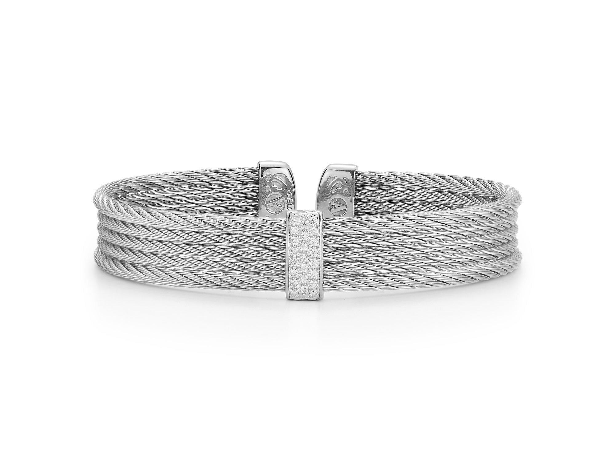 Grey Cable Mini Cuff with 18kt White Gold & Diamonds