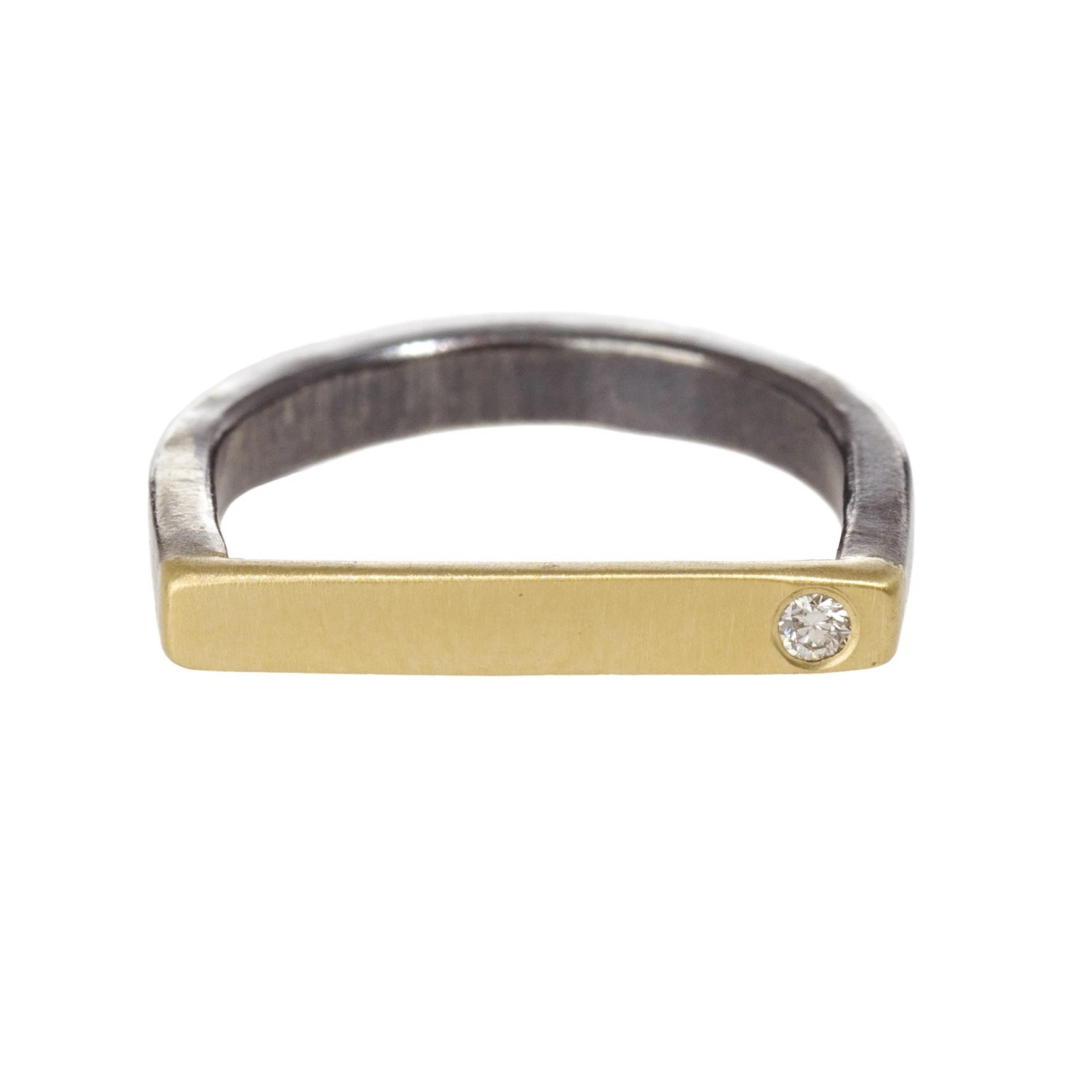 Slice Stacking Rings Solid Fused 18k gold with Diamond