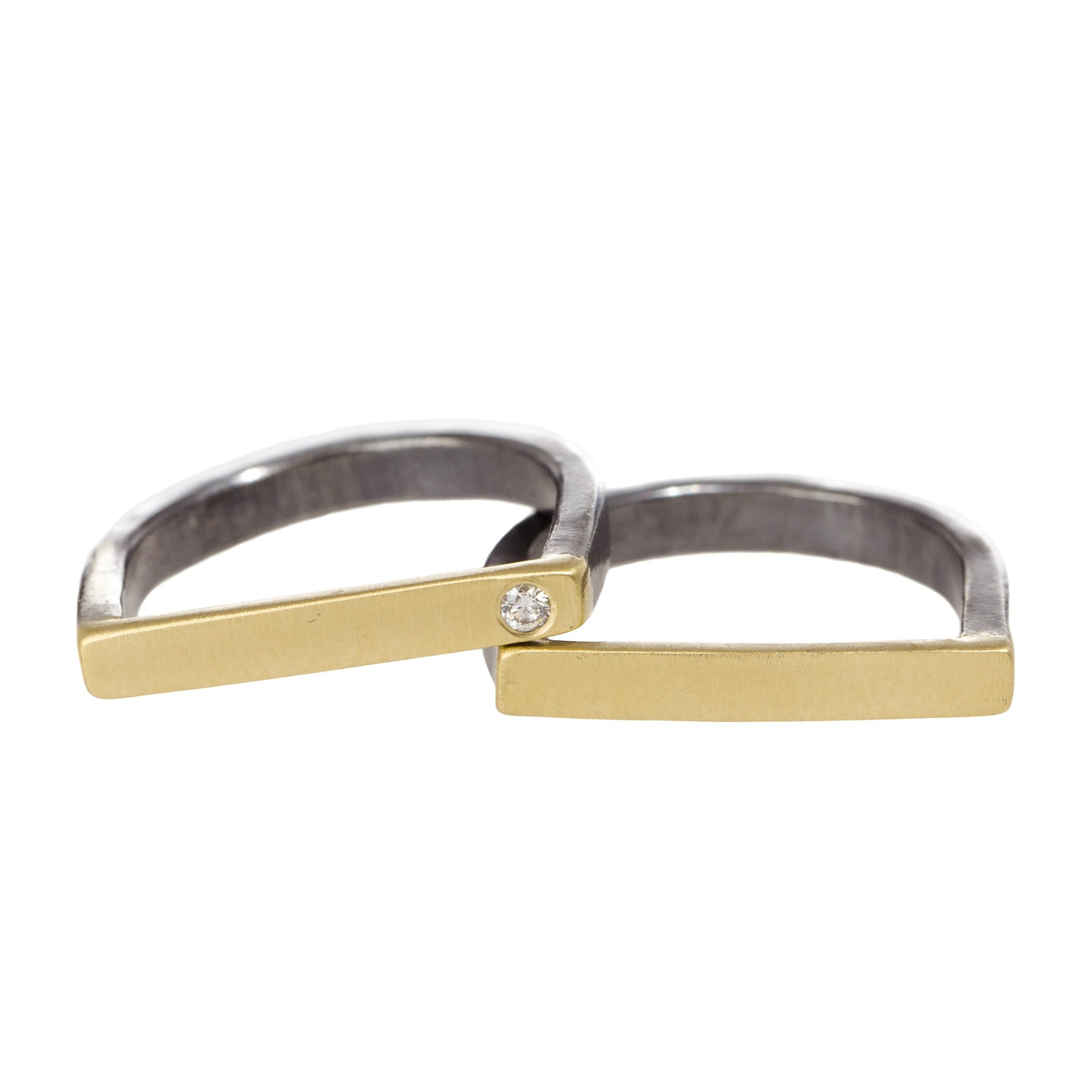 Slice Stacking Rings 22k Gold Dusted with Diamond