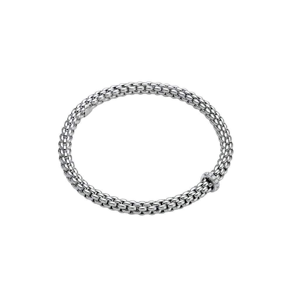 Solo Flex'It Bracelet with Single Row Pave Diamond Rondel