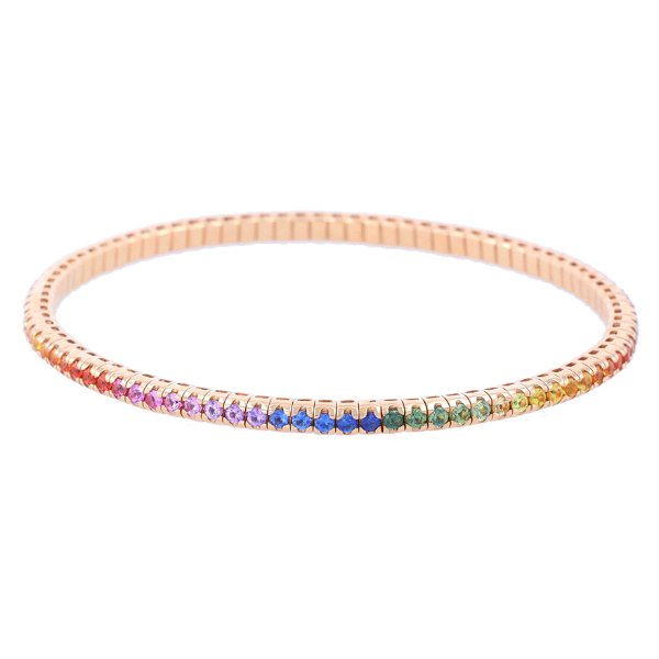 Closeup photo of 18k Rainbow Sapphire Stretch Bracelet
