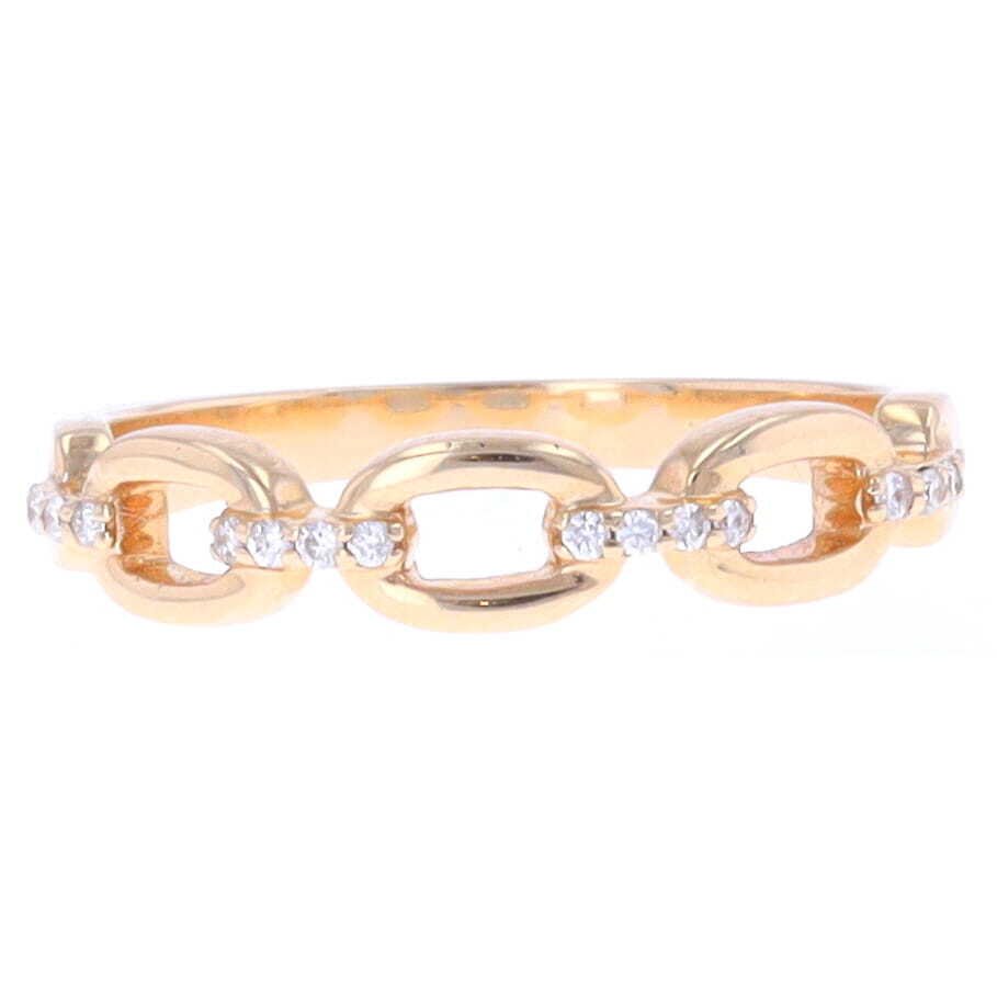 14k Solid Open Link Stack Band W/ Diamond Accent
