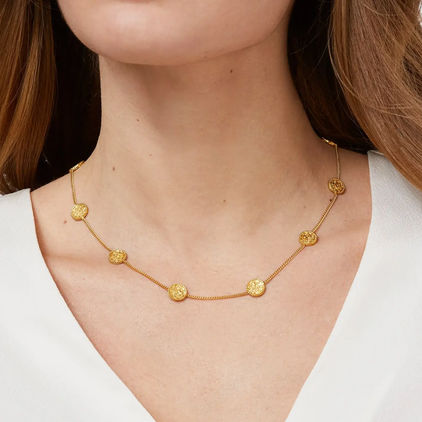 Trieste Delicate Station Necklace Gold