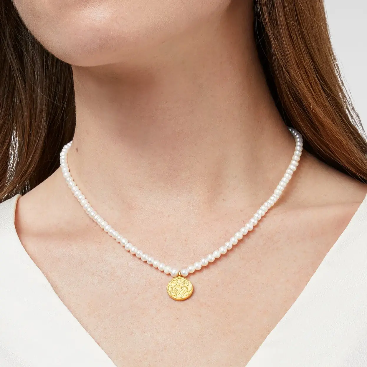 Trieste Pearl Solitaire Necklace Gold & Freshwater Pearl