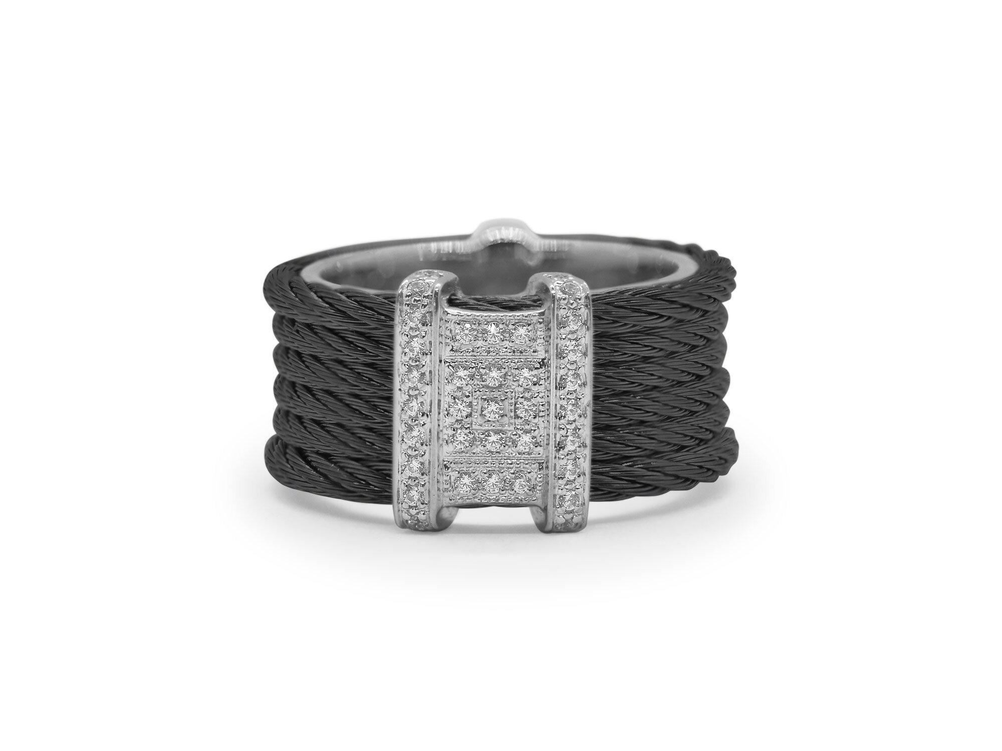 Black Cable Diva Ring with 18kt White Gold & Diamonds