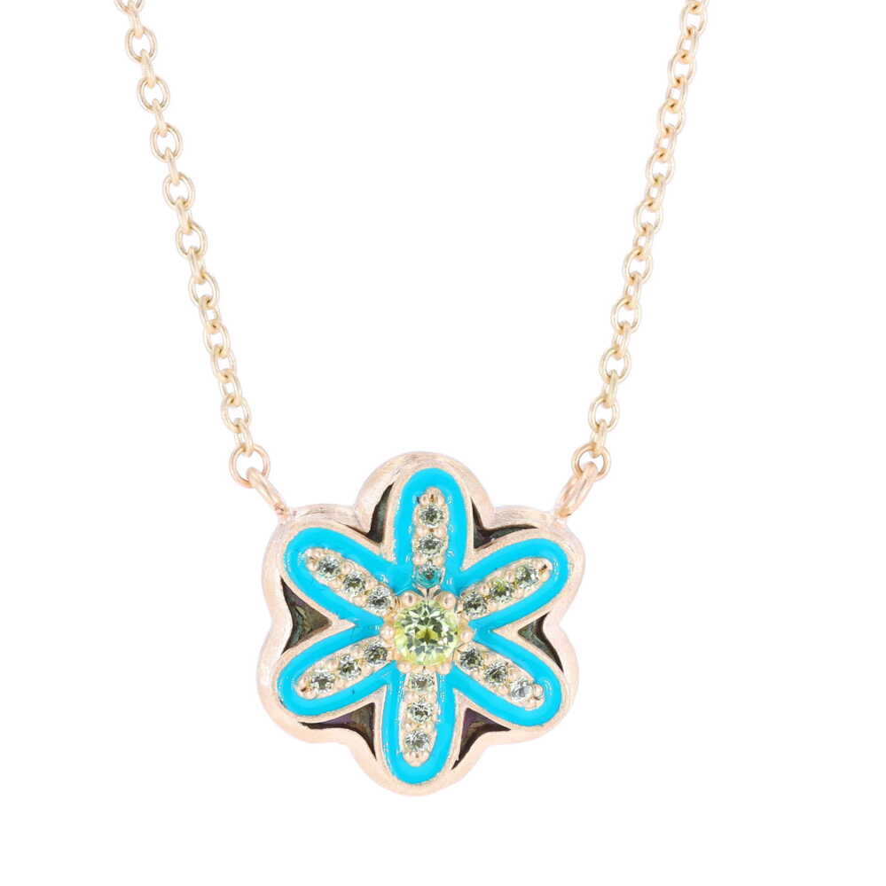 Ancient Viking Bronze Flower w/ Enamel Flower Overlay
