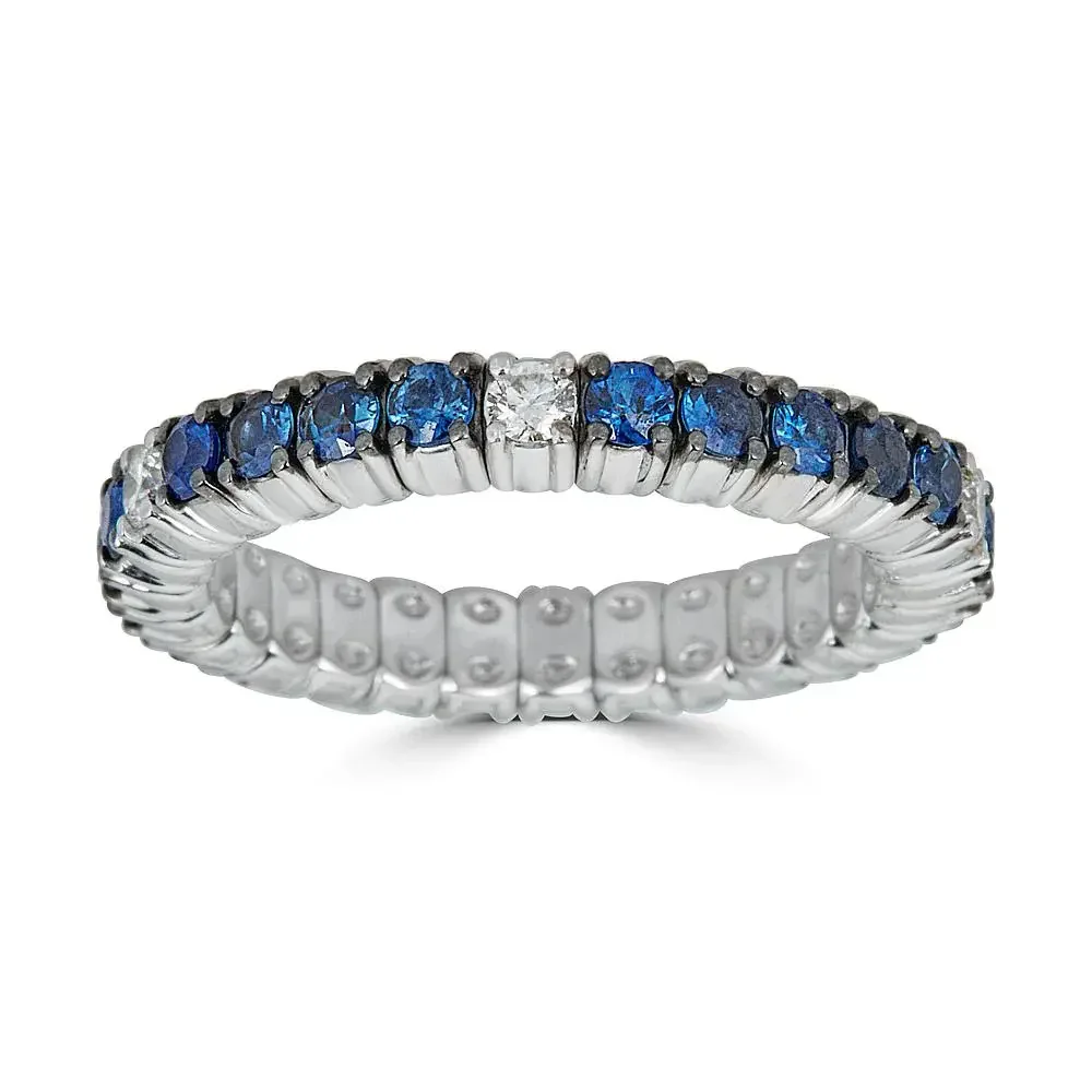 Color Stretch Eternity Ring with Blue Sapphires