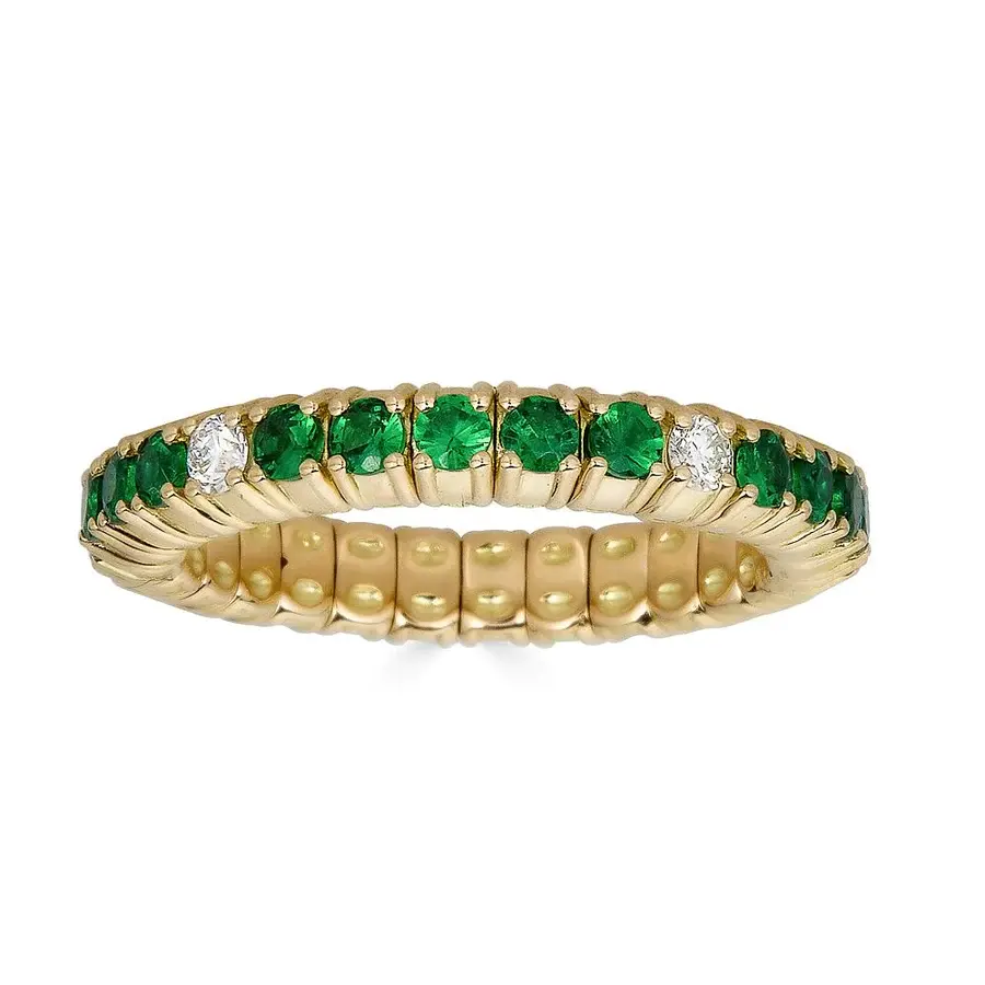 Color Stretch Eternity Ring with Emeralds