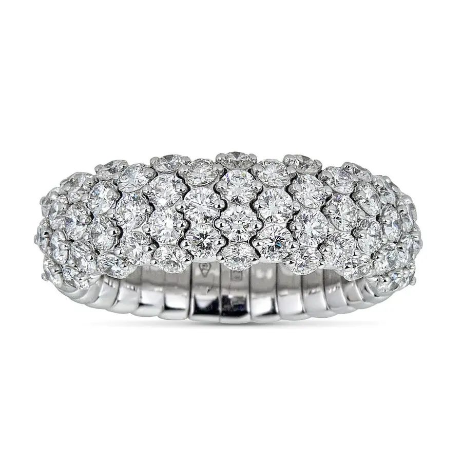 Half Set Diamond Domed Small Stretch Ring