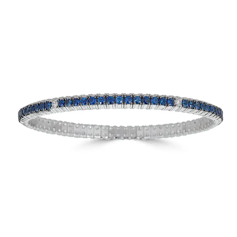 Blue Sapphire Stretch Bracelet with Diamonds