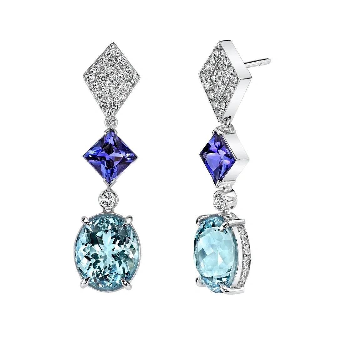 Tanzanite & Aquamarine Drop Earrings