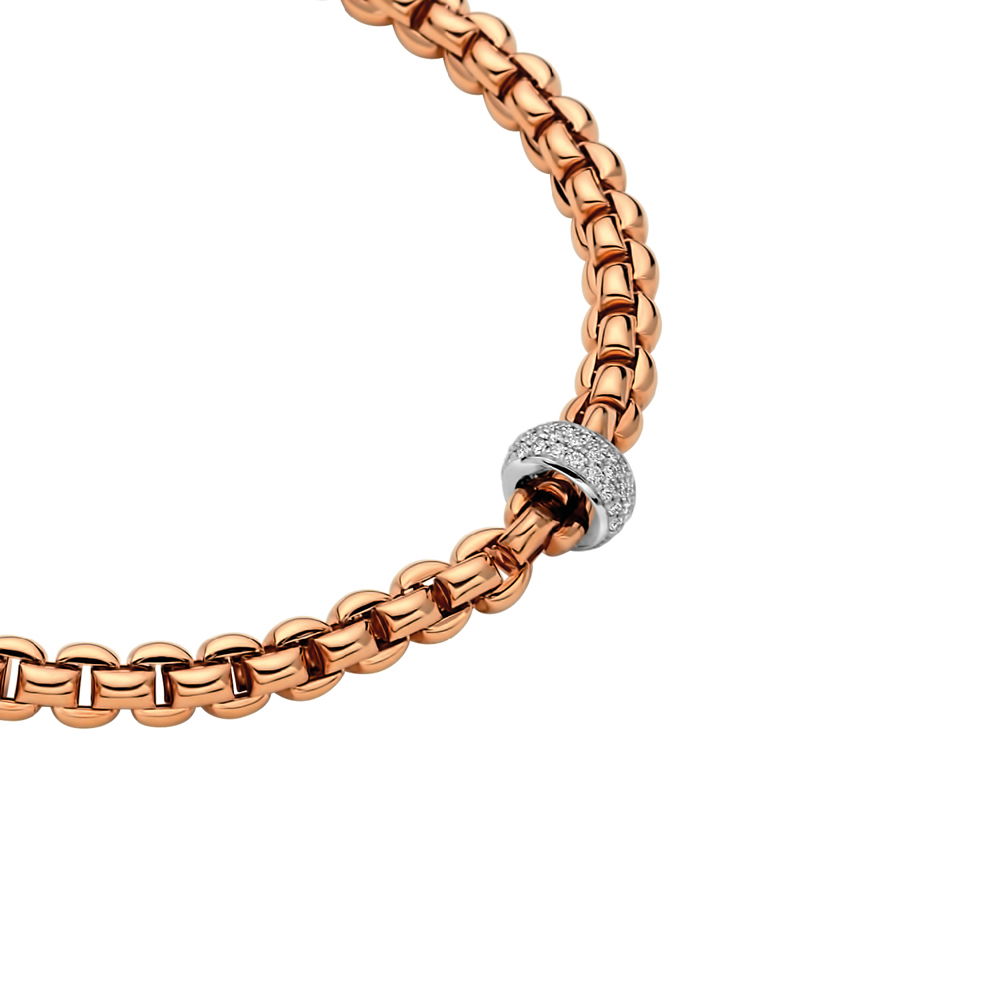 Flex'It Olly Necklace With Full Pave Rondel in 18k Rose Gold