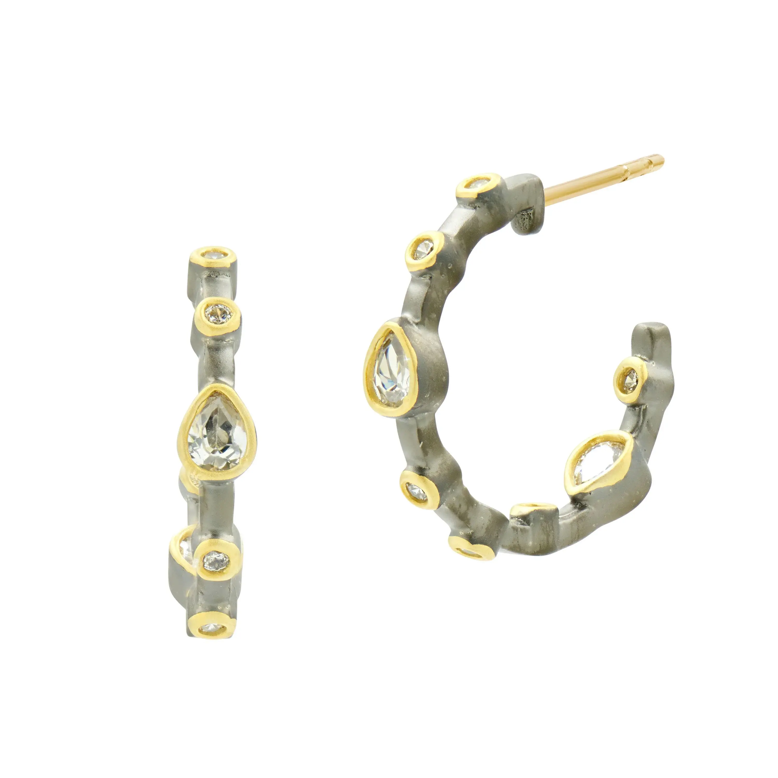 Signature Teardrop Bezel Hoop Earrings