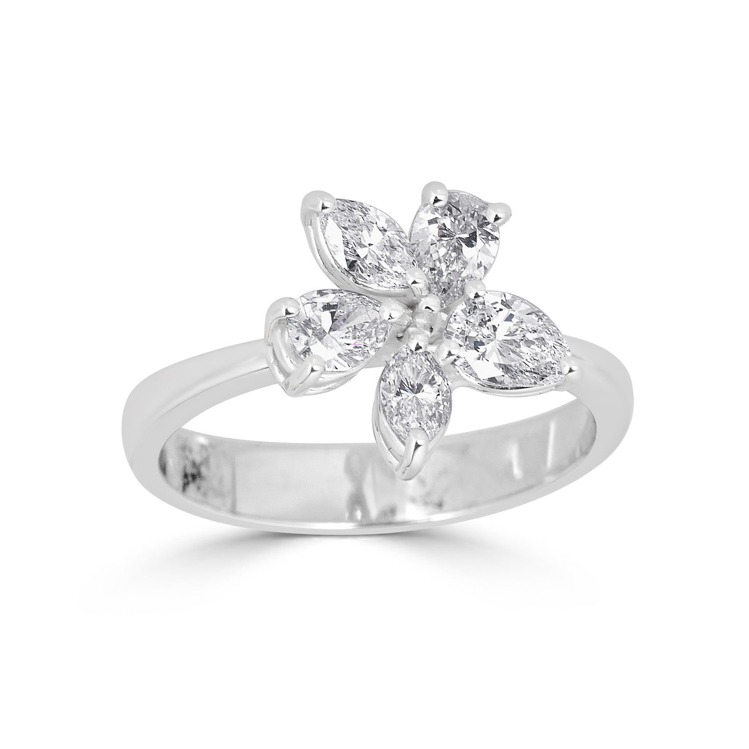 18k WG Pear & Marquis Diamond Flower RIng