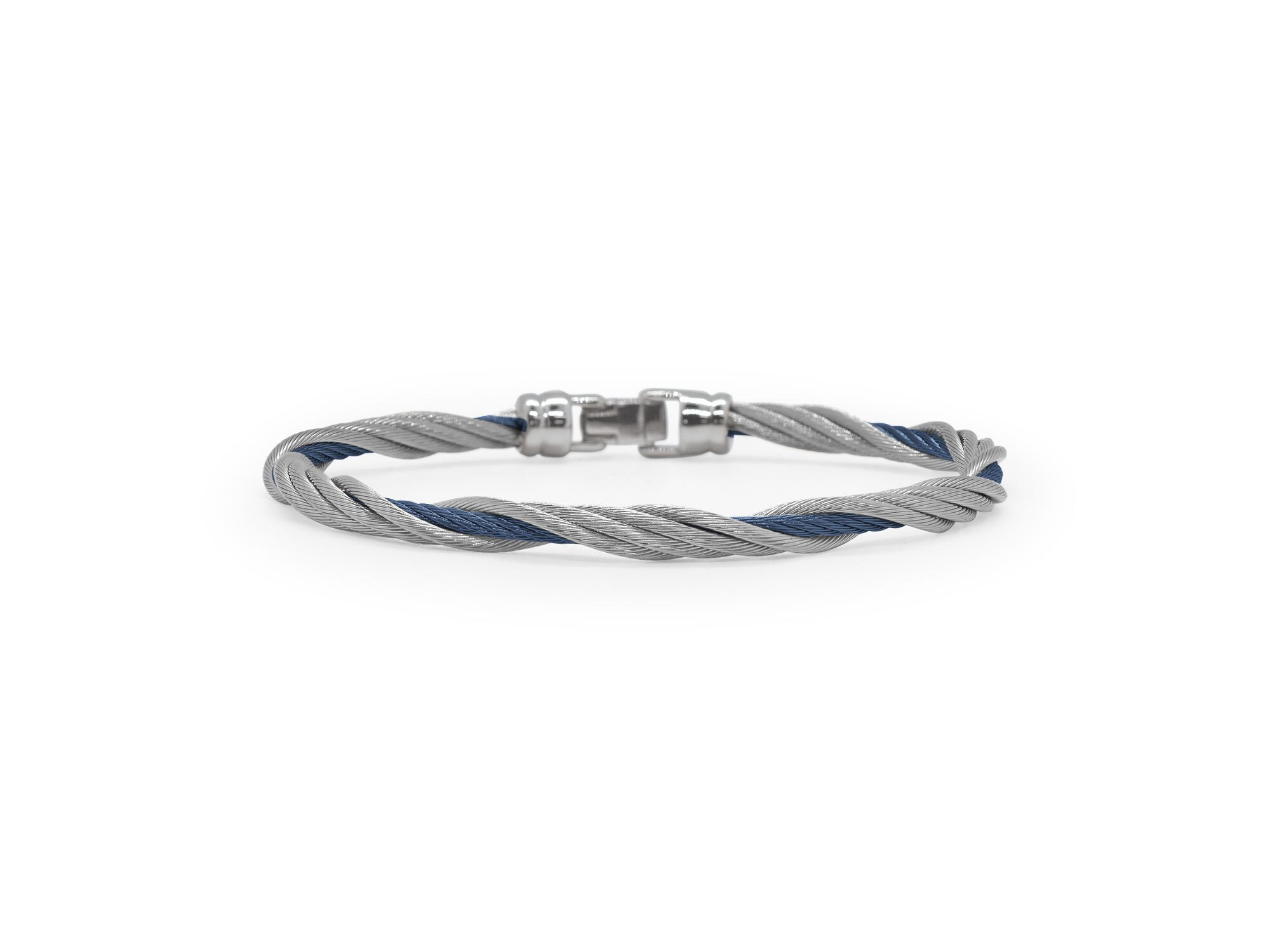 Blueberry & Grey Cable Modern Twist Bracelet