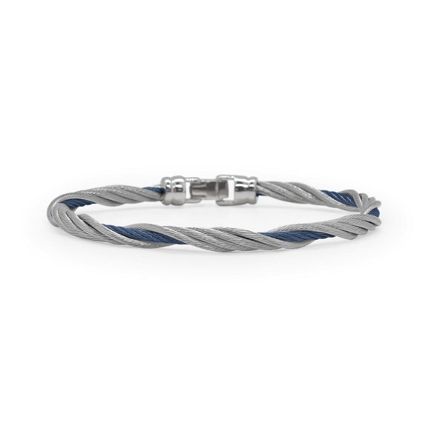 Closeup photo of Blueberry & Grey Cable Modern Twist Bracelet