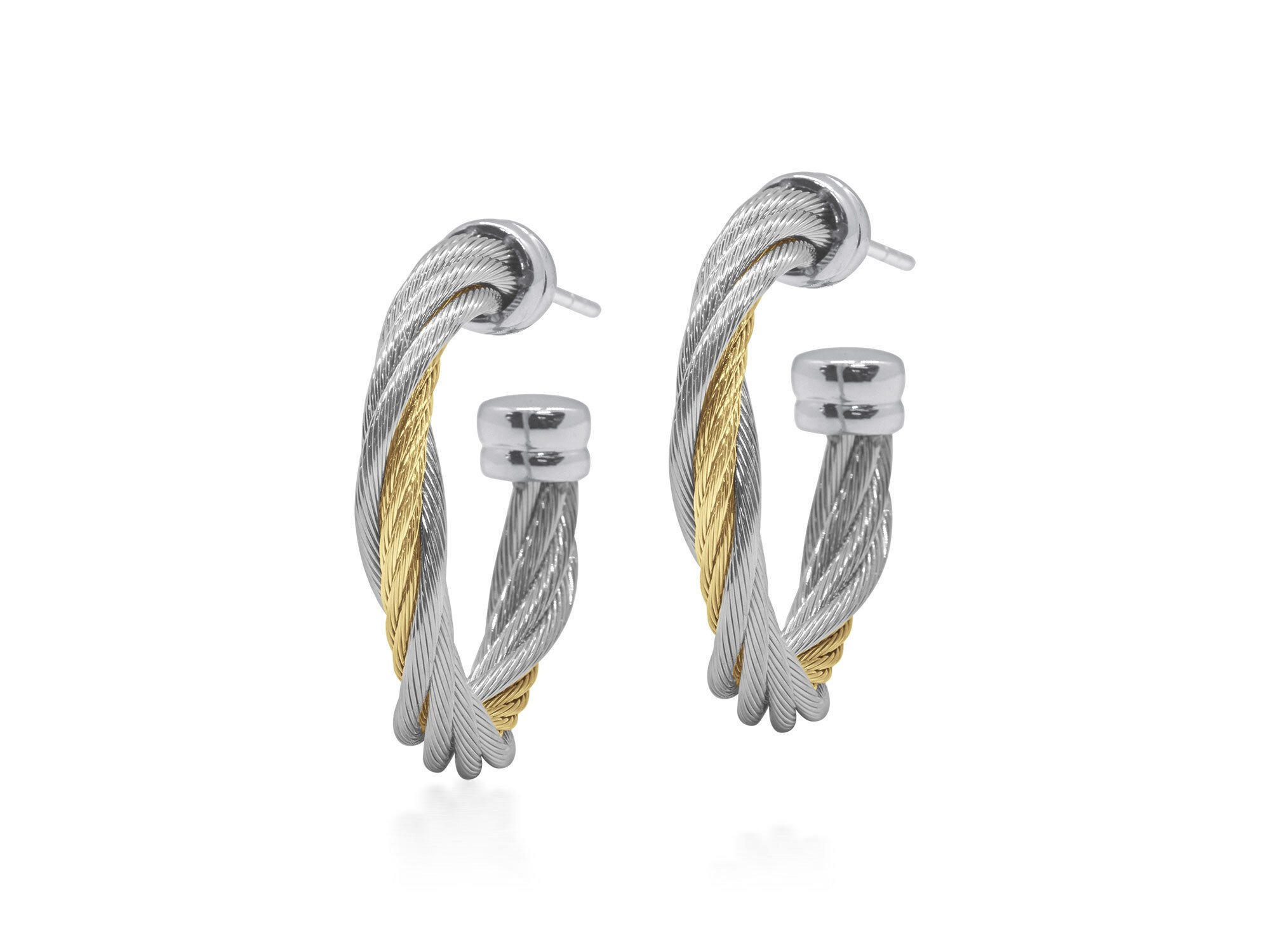 Grey & Yellow Cable Petite Modern Twist Earrings