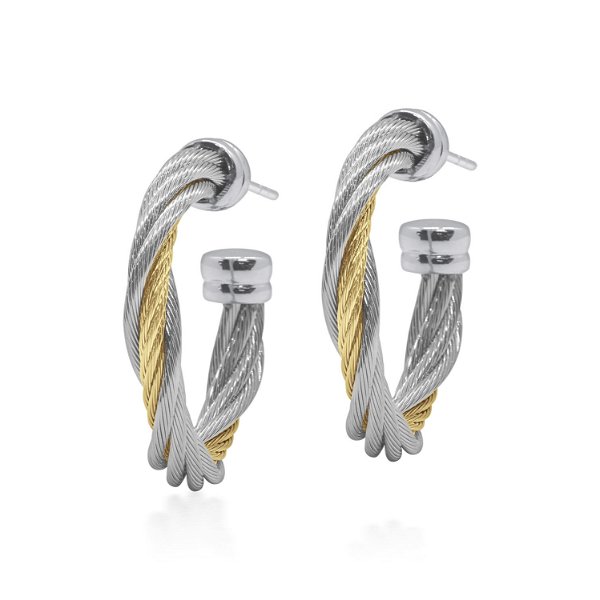 Closeup photo of Grey & Yellow Cable Petite Modern Twist Earrings