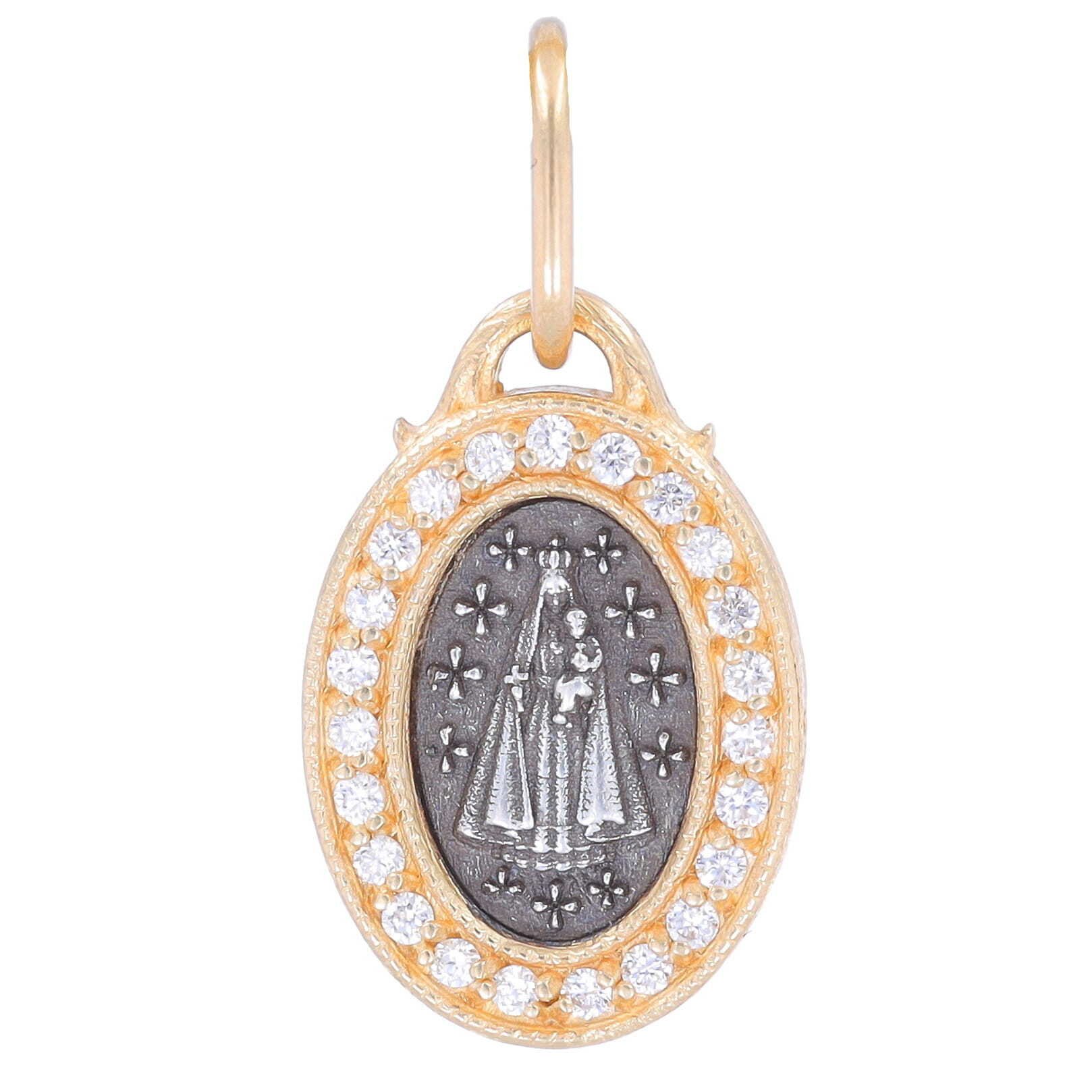 SS/18k Small Diamond Pave Mary "Faith" - 0.19tcw