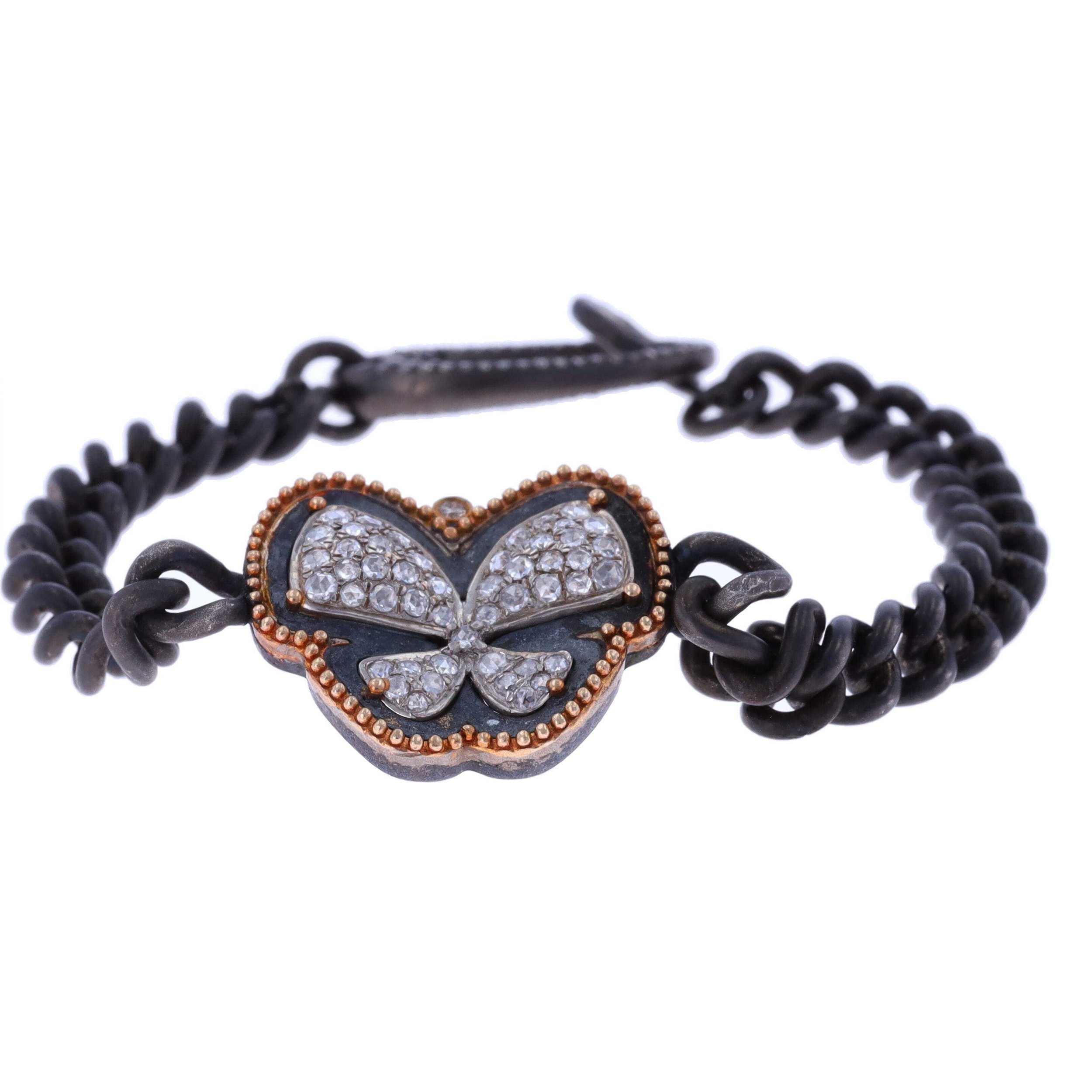 Pave Butterfly Bracelet w/ Diamond Clasp