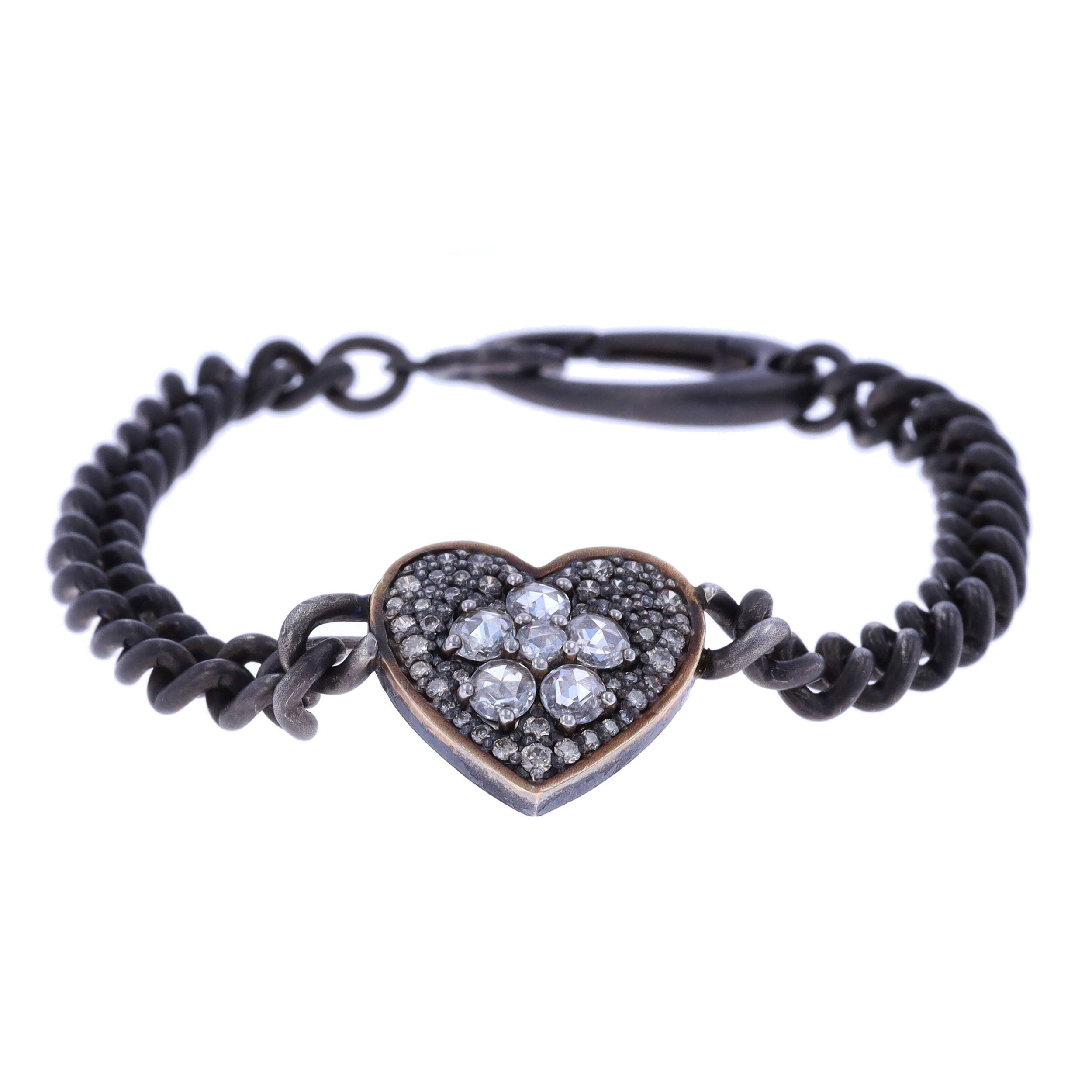 Rose Cut Diamond Heart Bracelet