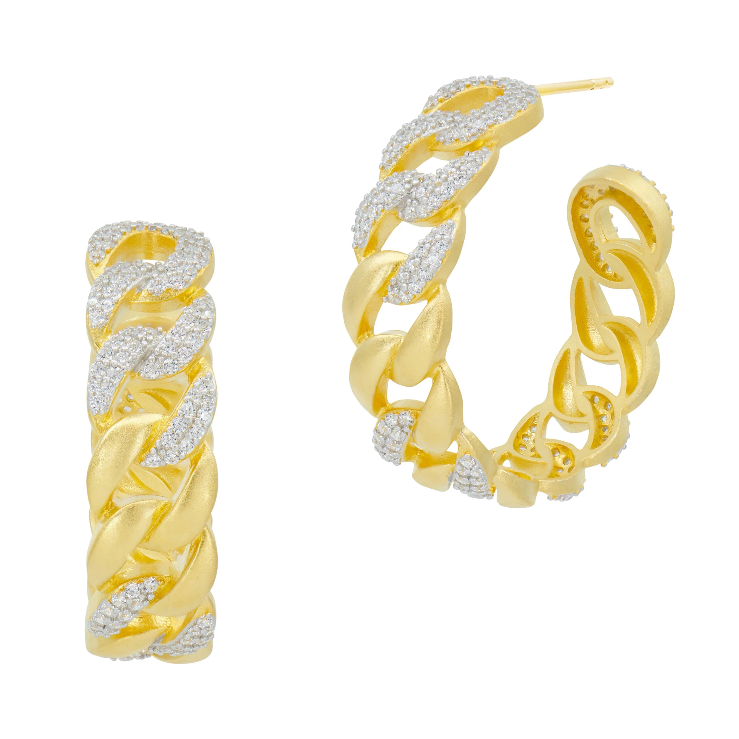 Pavé Chain Link Hoop Earrings