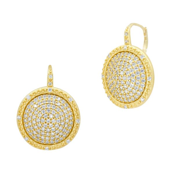 Closeup photo of Large Pave Times Square Leverback Earrings