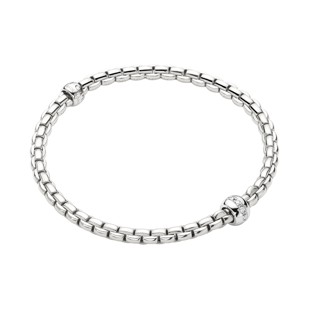 Eka Flex'It Bracelet in White Gold with Diamond Rondel - Size M (17cm)