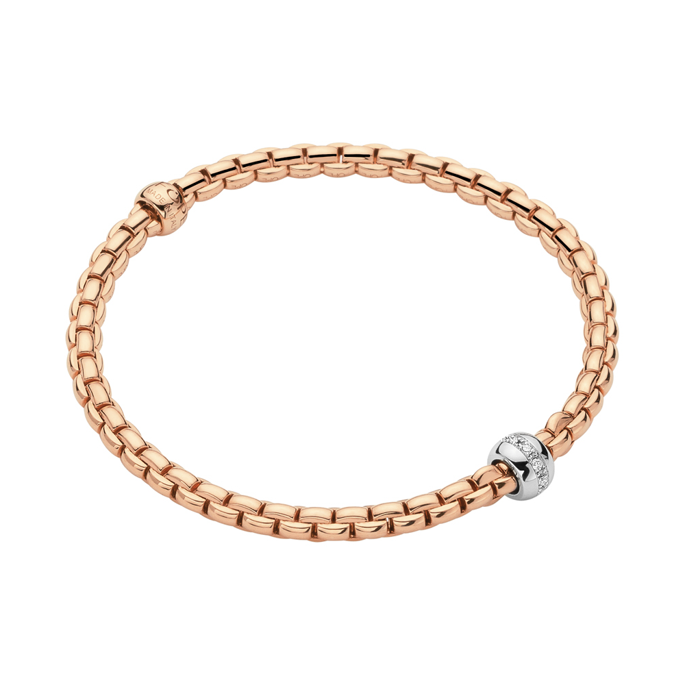 Eka Flex'It Bracelet in Rose Gold with Diamond Rondel - Size XL (19cm)