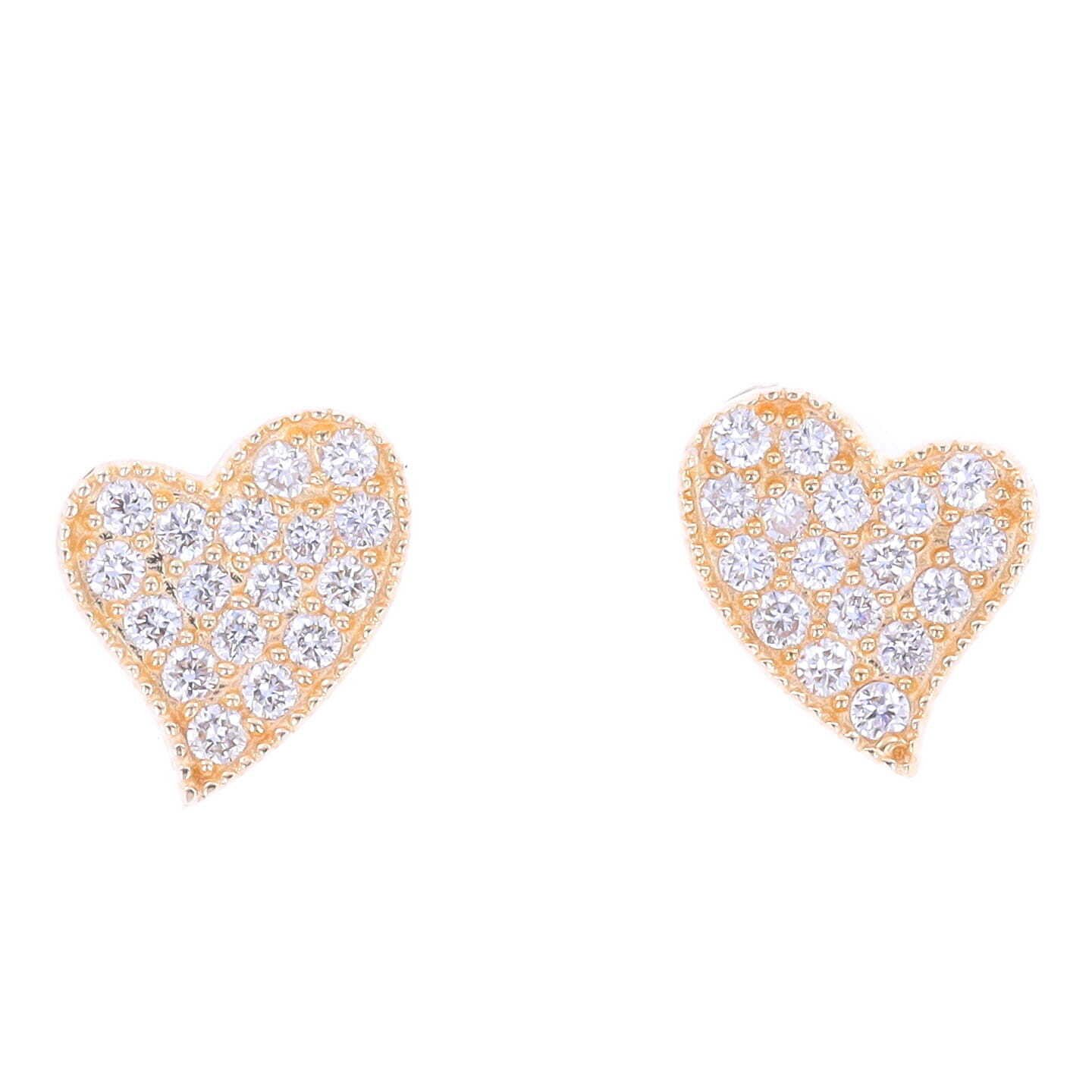 14k Curvy Heart Stud Earrings