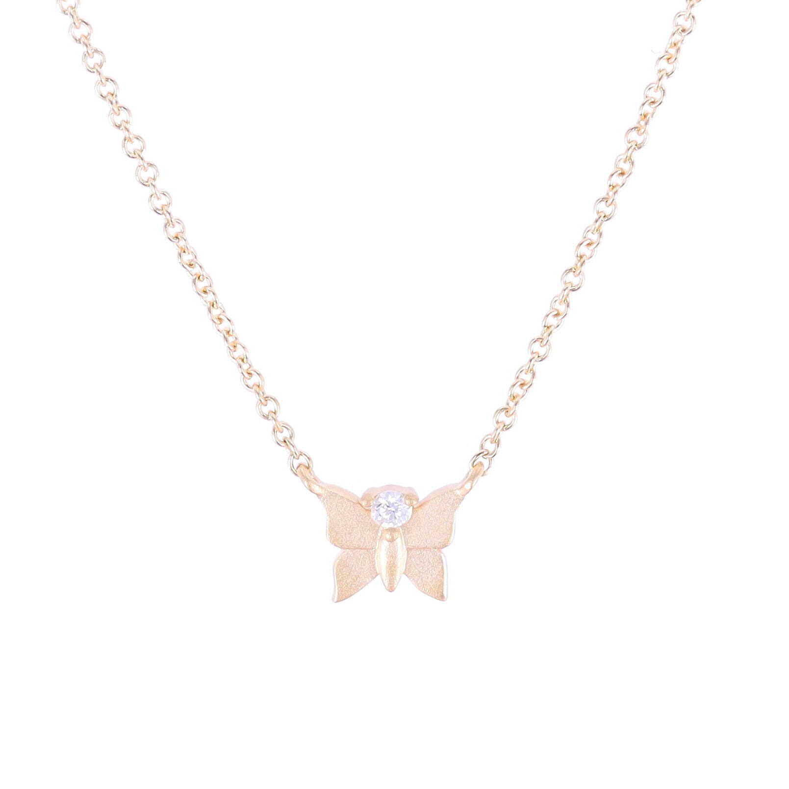 14k Tiny Butterfly Pendant Necklace