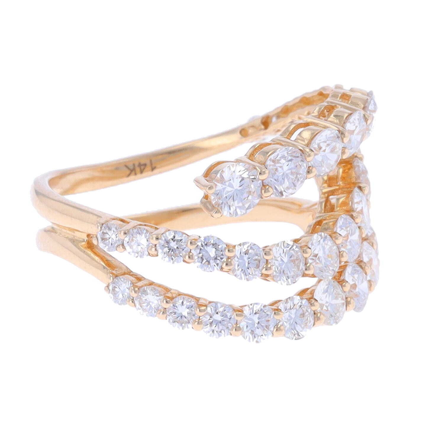 14k Large Curved Diamond Cocktail Ring