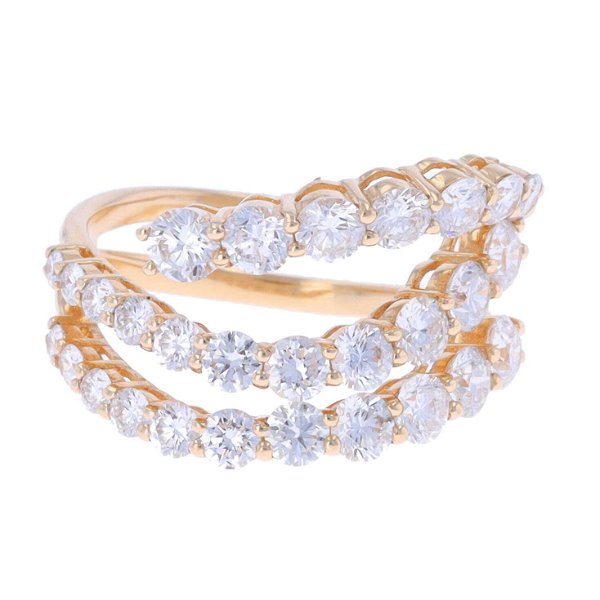 Closeup photo of 14k Large Curved Diamond Cocktail Ring