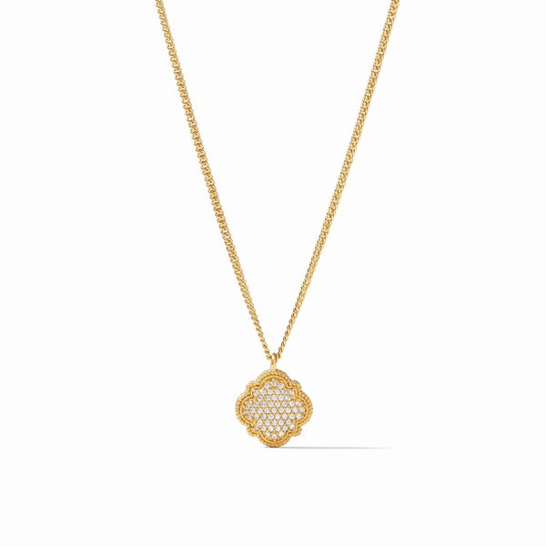 Closeup photo of Odette Pave Solitaire Necklace