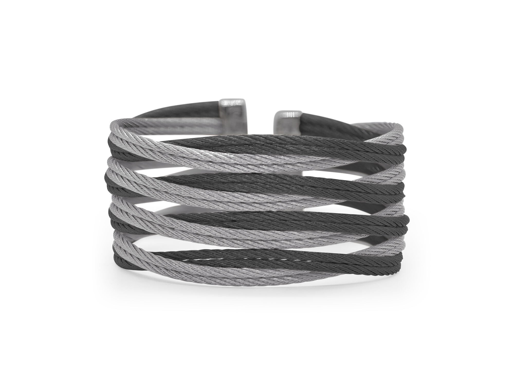 ALOR Black & Grey Cable Oversized Entwine Cuff