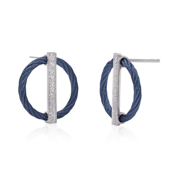 Closeup photo of Blueberry Cable Full Circle Earrings with 18K Gold & Diamonds