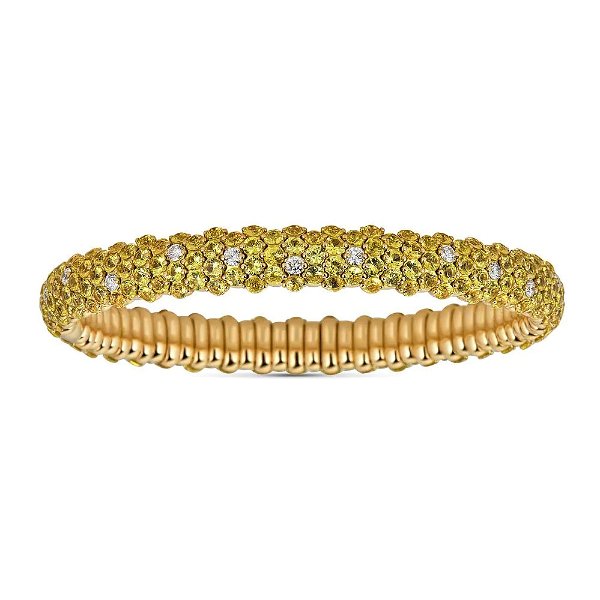Closeup photo of Small Domed Stretch Bracelet Yellow Sapphire and 18k Yellow Gold