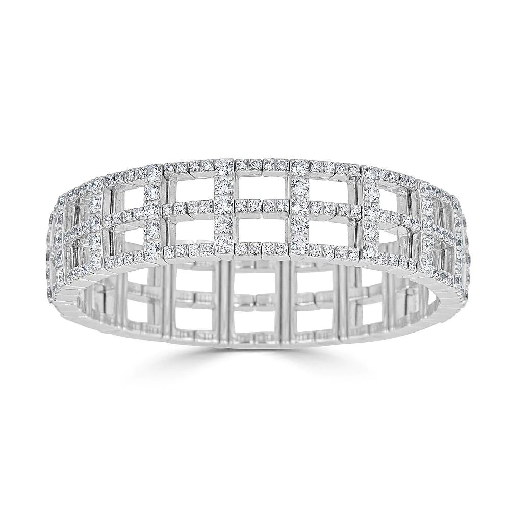 18k H Stretch Double Row Diamond Bracelet