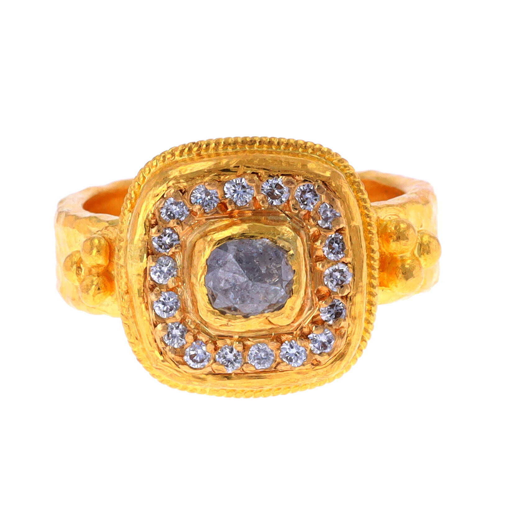 Matchless 22 Karat Yellow Gold and Diamond Finger Ring