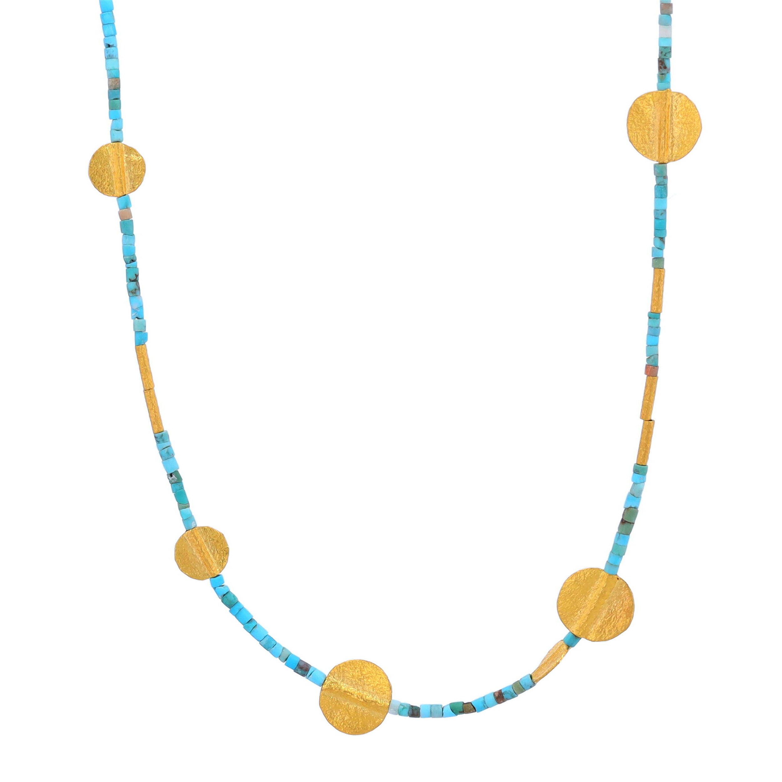 22K Turquoise Disc Necklace