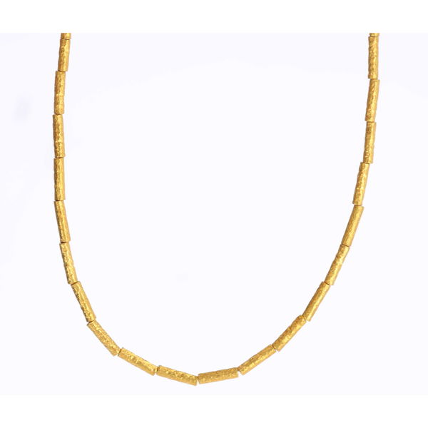Closeup photo of 22K Gold Tube Necklace