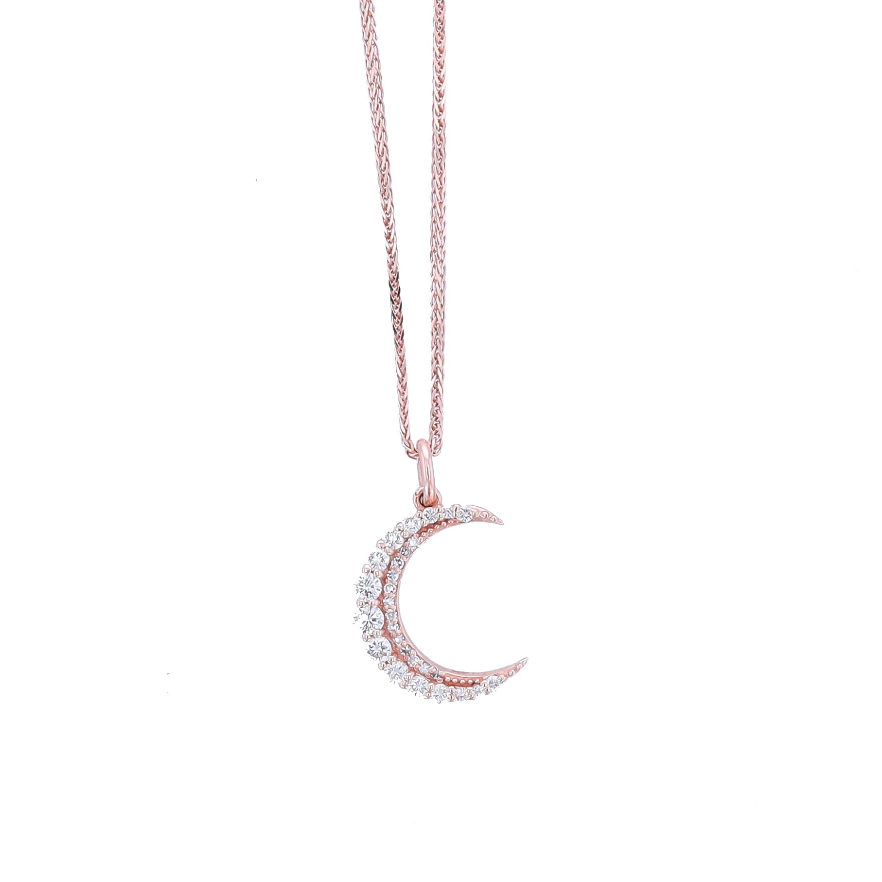 14k Rose Gold Crescent Moon Necklace
