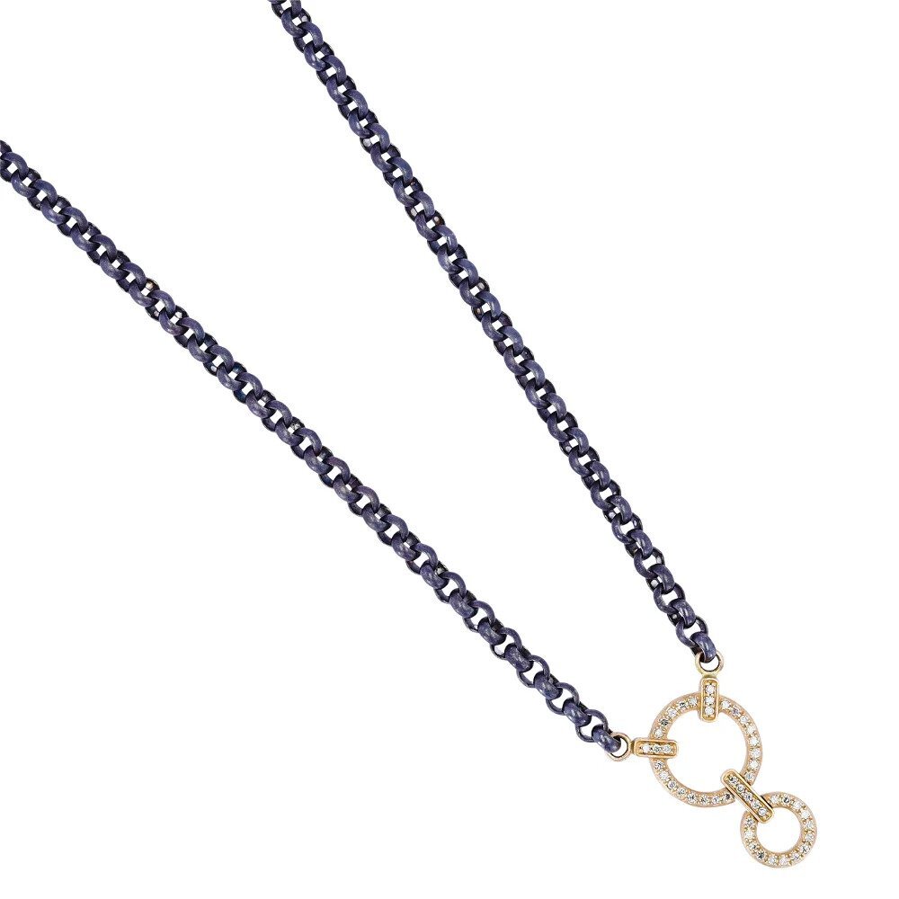 Classic Diamond Double Circle Display Necklace - 18" Length