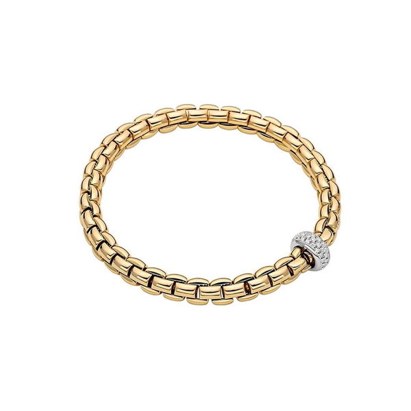 Closeup photo of EKA Anniversario Bracelet - Yellow Gold with Pave Diamonds