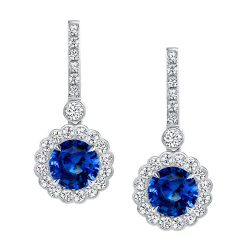 Ceylon Sapphire Drop Earrings - GIA Certified