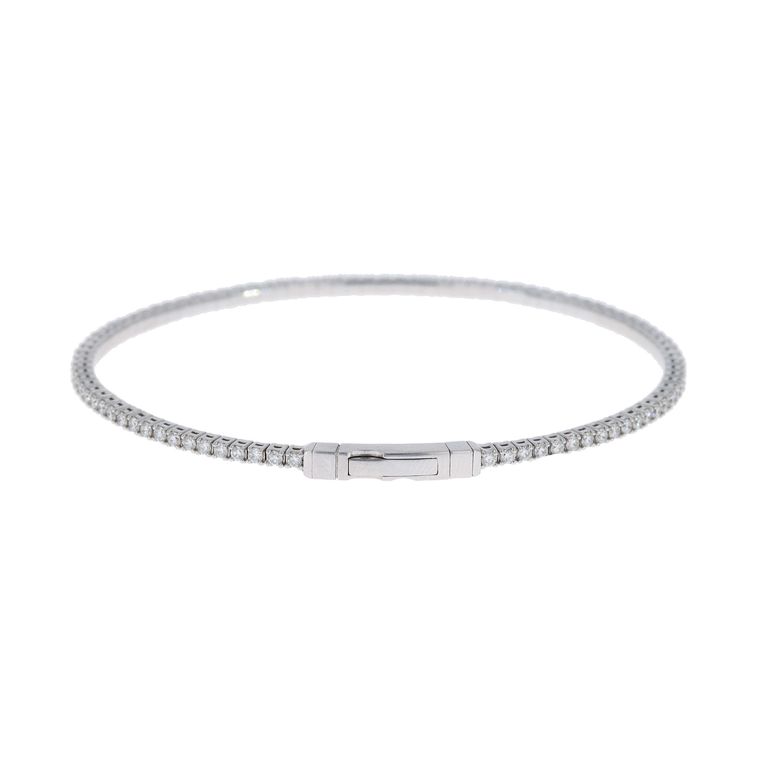 14k White Gold Locking Flexible Diamond Bracelet