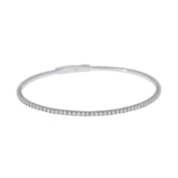 Closeup photo of 14k White Gold Locking Flexible Diamond Bracelet